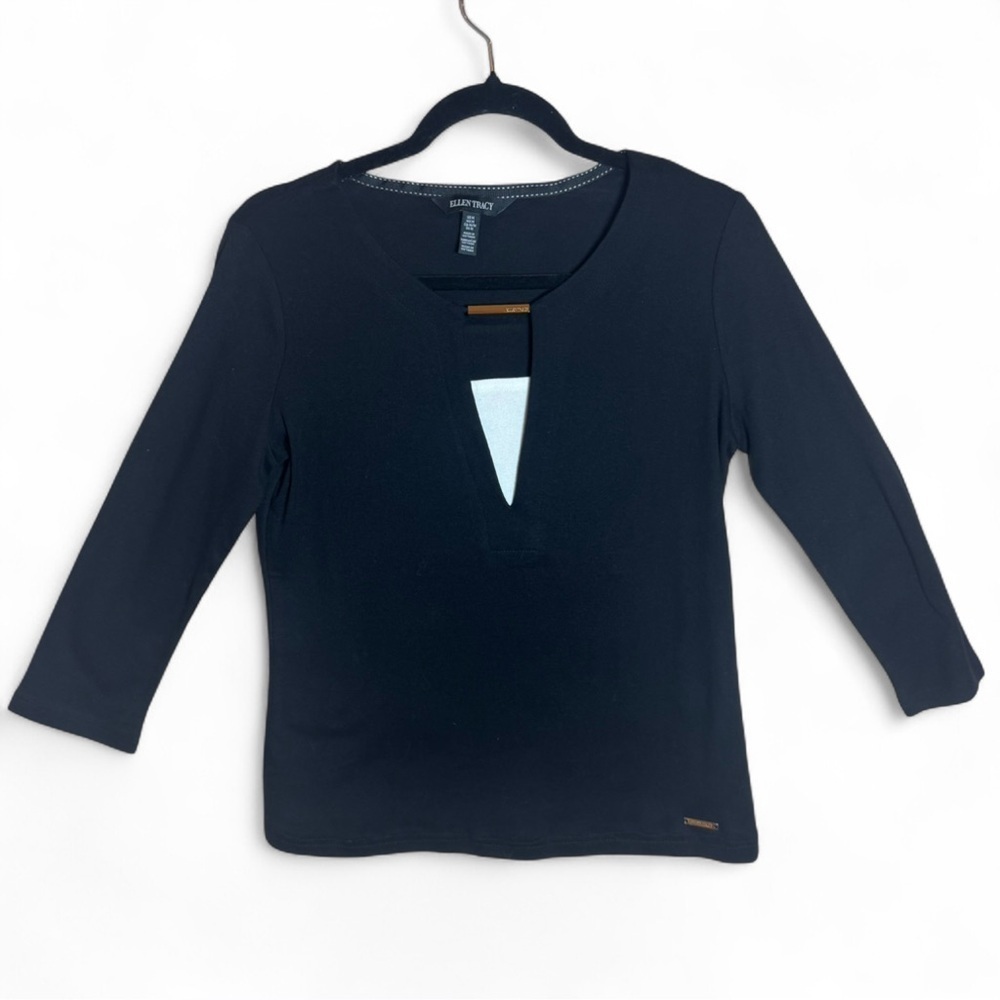 Ellen Tracy Navy Long Sleeve Top